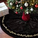 HyDren 84 inch Velvet Christmas Black Tree Skirt (Classical Style)