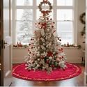 HyDren 84 inch Velvet Christmas Red Tree Skirt (Classical Style)