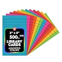 Hygloss Library Checkout Cards for Traditional Book Pockets and Classroom Organization - Vintage Style Bright Colors Due Date Tracking, 3x5 Inch, 500 Pack