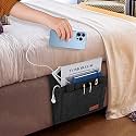 HYNESS Bedside Caddy,Bedside Storage Organizer,Table Cabinet Hanging Storage Organizer,Sofa Felt Bedside Pocket,Under Mattress Holder Bag for Magazine,Ipad,Tablet,Remotes (10.2 * 8.6, Dark Gray)