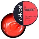 IN.HYPE UV/LED Professional Hard/Builder Gel for Nail Extension/Strengthening/Overlays File Off Bright Neon Red Sunburst