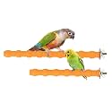 Hypeety Wood Perch Stand Bird Cage Paw Beak Grinding Stick, 2pcs, Orange