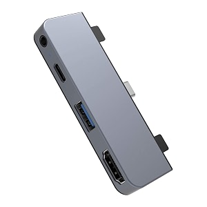 hyper drive 4 in 1 ipad pro usb c adapter converter type c to hdmi 4k 30hz  35mm audio  usb a  usb c data amp pd max 60w dongle works with all ipad pro ipad air models with type c port grey