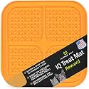 Hyper Pet IQ Treat Dog Slow Feeder &amp; Cat Slow Feeder Used for Eating of Meals or Treats for Better Digestion (Enrichment lick mat Made in the USA - Large Orange Lick Pad Easy to Clean)