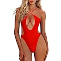 HYPERFIRE Women's Sexy Criss Cross Halter Bathing Suit Cut Out Backless Monokini Swimsuits One Piece