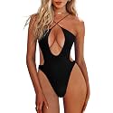 HYPERFIRE Women's Sexy Criss Cross Halter Bathing Suit Cut Out Backless Monokini Swimsuits One Piece