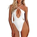 HYPERFIRE Women's Sexy Criss Cross Halter Bathing Suit Cut Out Backless Monokini Swimsuits One Piece