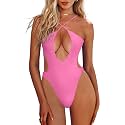 HYPERFIRE Women's Sexy Criss Cross Halter Bathing Suit Cut Out Backless Monokini Swimsuits One Piece