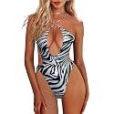 HYPERFIRE Women's Sexy Criss Cross Halter Bathing Suit Cut Out Backless Monokini Swimsuits One Piece