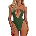HYPERFIRE Women's Sexy Criss Cross Halter Bathing Suit Cut Out Backless Monokini Swimsuits One Piece