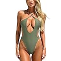 HYPERFIRE Women's Sexy Criss Cross Halter Bathing Suit Cut Out Backless Monokini Swimsuits One Piece