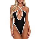 HYPERFIRE Women's Sexy Criss Cross Halter Bathing Suit Cut Out Backless Monokini Swimsuits One Piece