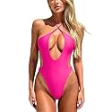 HYPERFIRE Women's Sexy Criss Cross Halter Bathing Suit Cut Out Backless Monokini Swimsuits One Piece
