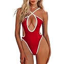HYPERFIRE Women's Sexy Criss Cross Halter Bathing Suit Cut Out Backless Monokini Swimsuits One Piece