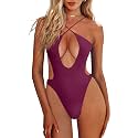 HYPERFIRE Women's Sexy Criss Cross Halter Bathing Suit Cut Out Backless Monokini Swimsuits One Piece