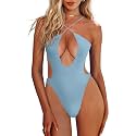 HYPERFIRE Women's Sexy Criss Cross Halter Bathing Suit Cut Out Backless Monokini Swimsuits One Piece
