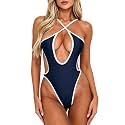 HYPERFIRE Women's Sexy Criss Cross Halter Bathing Suit Cut Out Backless Monokini Swimsuits One Piece