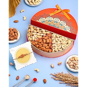hyperfoods dry fruits hamper for brother rakhi for brother with dry fruits orange box cashews almonds pistachios 280 grams dryfruits rakhi with roli amp rice