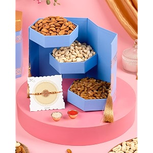hyperfoods rakhi for brother dryfruit pack of 3 cashew almond raisins 600 grams dryfruit red flower rakhi with roli amp chawal rakhi with dry fruits dry fruits gift for rakhi