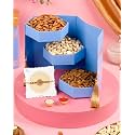 Hyperfoods® Rakhi For Brother Dryfruit Pack of 3 Cashew Almond Raisins 600 Grams DryFruit Red Flower Rakhi with Roli &amp; Chawal Rakhi with Dry Fruits Dry Fruits Gift For Rakhi