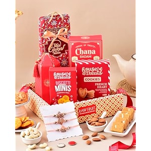 hyperfoods rakhi for brother set of 3 rakhi hamper for brother rakhi combo set of 3 rakhi gift hamper rakhi for brother with gift rakhi gift for brother hamper tray tea dryfruits sweets rakhi pack 3
