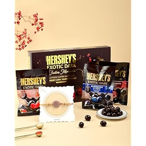 hyperfoods rakhi with chocolate raksha bandhan gift set for brother chocolates gift pack exotic dark chocolates with red flower rakhi with roli amp rice