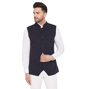 HYPERNATION Navy Blue Color Cotton Mens Knitted