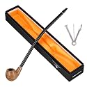 Hysagtek 16'' Long Tobacco Pipe - Exquisite Handcrafted Wooden Churchwarden Tobacco Pipe Long Stem Smoking Pipes with Cleaning Tool Kit and Gift Box, Pattern Random