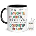 Hyturtle Favorite Child Daughter in Law Coffee Mug And Keychain - Father Mother in Law Gifts - I Dont Have A Favorite Child Coffee Cup 11 Oz - Mothers Day Gift Mother In Law Form Daughter In Law