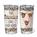 Hyturtle Personalized Gifts For Highland Cow Lover - Birthday Christmas - This Mama Loves Her Herd Stainless Steel Tumbler 20oz With Lid - Farm Animals Lover Gifts For Her Women Girl Daughter Friend