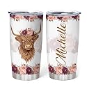 Hyturtle Personalized Gifts For Highland Cow Lover - Highland Cow Customized Name Stainless Steel Tumbler 20oz With Lid - Idea Farm Animals Lover Gifts For Women, Girl, kids On Birthday, Christmas