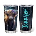 Hyturtle Personalized Gifts For Highland Cow Lover - Highland Cow Customized Name Stainless Steel Tumbler 20oz With Lid - Idea Farm Animals Lover Gifts For Women, Girl, kids On Birthday, Christmas