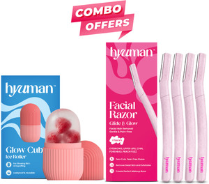 hyuman combo face razor  ice roller - 4 unit razors  1unit ice roller for smooth skin women