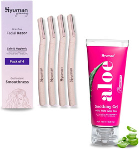 hyuman combo face razors 4aloe vera gel 100ml  body hair removal with aloe verawomen women pack of 5
