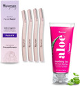 Hyuman Combo Face Razors 4+Aloe Vera Gel 100ml | Body Hair Removal with Aloe Vera,Women, Women (Pack of 5)