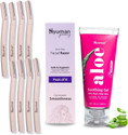 Hyuman Combo Face Razors 8+Aloe Vera Gel 100ml | Body Hair Removal with Aloe Vera,Women, Women (Pack of 9)