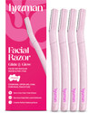 Hyuman Face Razor Glide & Glow for Facial Hair, Reusable, Eyebrows,Upper Lip,Chin, Women (Pack of 4)