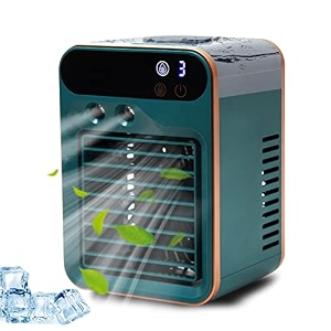 portable air conditioner4000mah rechargeable office air conditioner in three speedsampspray speedportable evaporative cooling fan with spray for home bedroom office navy blue