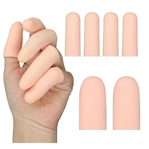 hyzone gel finger protector finger caps - 6 pcs silicone fingertips protection gel finger cots for trigger finger hand cracking blisters finger arthritis finger gloves for eczema - 2 big  4 long caps