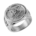 HZMAN St. Michael Archangel Stainless Steel Amulet Ring,Waterproof