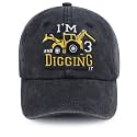 I'm 3/4/5/6/7/8/9 and Digging It Hats for Boys Girls, Funny Embroidered Toddler Excavator Birthday Baseball Cap