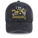 I'm 3/4/5/6/7/8/9 and Digging It Hats for Boys Girls, Funny Embroidered Toddler Excavator Birthday Baseball Cap