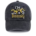 I'm 3/4/5/6/7/8/9 and Digging It Hats for Boys Girls, Funny Embroidered Toddler Excavator Birthday Baseball Cap