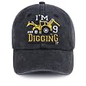 I'm 3/4/5/6/7/8/9 and Digging It Hats for Boys Girls, Funny Embroidered Toddler Excavator Birthday Baseball Cap