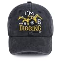 I'm 3/4/5/6/7/8/9 and Digging It Hats for Boys Girls, Funny Embroidered Toddler Excavator Birthday Baseball Cap