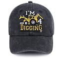I'm 3/4/5/6/7/8/9 and Digging It Hats for Boys Girls, Funny Embroidered Toddler Excavator Birthday Baseball Cap
