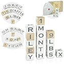 I'm Solid Wood Baby ABC Alphabet Milestone Age Blocks, Personalized Own Name, Gender Neutral, Newborn Gifts &amp; Keepsakes for Picture Props (1.9" / 16 Pcs/White)