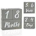 I'm Solid Wood Weekly Monthly Yearly Baby Milestone Age Blocks, Gender Neutral, Newborn Gifts &amp; Keepsakes for Picture Props (3 Pcs/Grey)