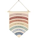 I am Kind-Rainbow Affirmation Wall Art-Flag Wall Decor Gift for Baby Girls Boys Kids-Canvas Hanging Banner Pennant Wall Decor Gift for Nursery Baby Room Playroom Homeschool Reading Room Bedroom