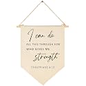 I Can Do All This Through Him- Scripture Sign-Bible Verse Decor-Pennant Flag Decor Gift for Baby Boys Girls Newborn Kids- Banner Wall Sign Gift for Nursery Baby Room Playroom Bedroom Front Door